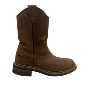 Brazos Mens Brown Leather Pull-On Slip-Resistant Sole Western Boots Size 7M